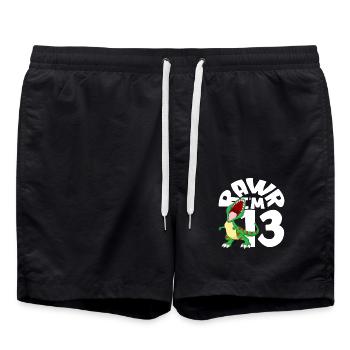 Rawr J’ai 13 ans Dinosaure Anniversaire - Short de bain - noir - Devant - AI Model Male 185 light (185cm)