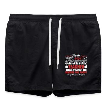 Substitute Teacher Psychotic Substitute Teacher - Swim Trunks - black - Front - AI Model Male 185 light (185cm)