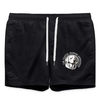 Labrador Retriever Lab Tested Human Animal Lover - Swim Trunks - black - Front - AI Model Male 185 light (185cm)