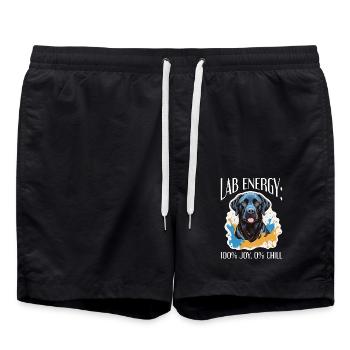 Labrador Retriever Lab Energy 100% Animal Lover - Badeshorts - Schwarz - Vorne - AI Model Male 185 light (185cm)
