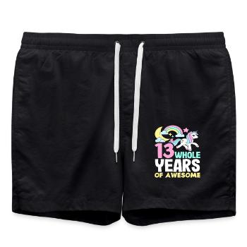 13 Full Years Great 13th Birthday - Swim Trunks - black - Front - AI Model Male 185 light (185cm)
