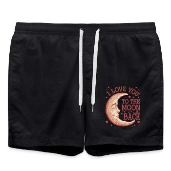 I love you to the Moon and back Valentinstag - Badeshorts - Schwarz - Vorne - AI Model Male 185 light (185cm)
