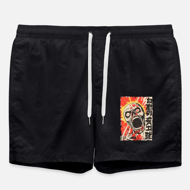 Screaming Japanese skull - Swim Trunks - black