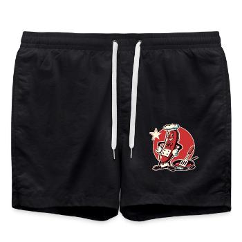 Le chef est une drôle de bratwurst avec une poêle - Short de bain - noir - Devant - AI Model Male 185 light (185cm)