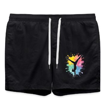 Turnerin Turnen Gymnastik Damen Mädchen Kinder - Badeshorts - Schwarz - Vorne - AI Model Male 185 light (185cm)