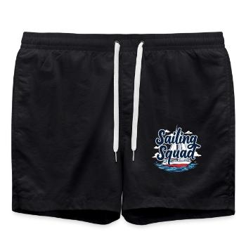 Sailing Squad – Maritimes Design für Segelfans - Badeshorts - Schwarz - Vorne - AI Model Male 185 light (185cm)