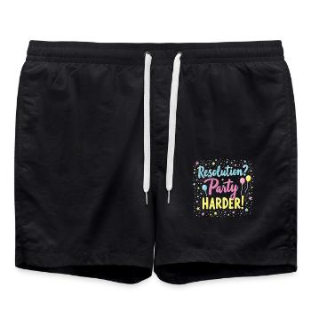 Resolution Party Design – Funny New Year's Eve Motif - Swim Trunks - black - Front - AI Model Male 185 light (185cm)