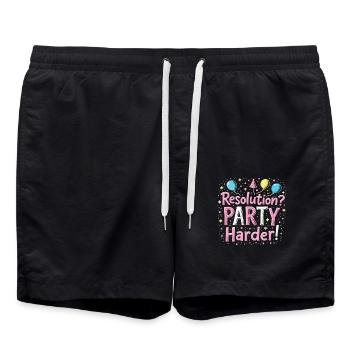 Resolution Party Design – Funny New Year's Eve Motif - Swim Trunks - black - Front - AI Model Male 185 light (185cm)