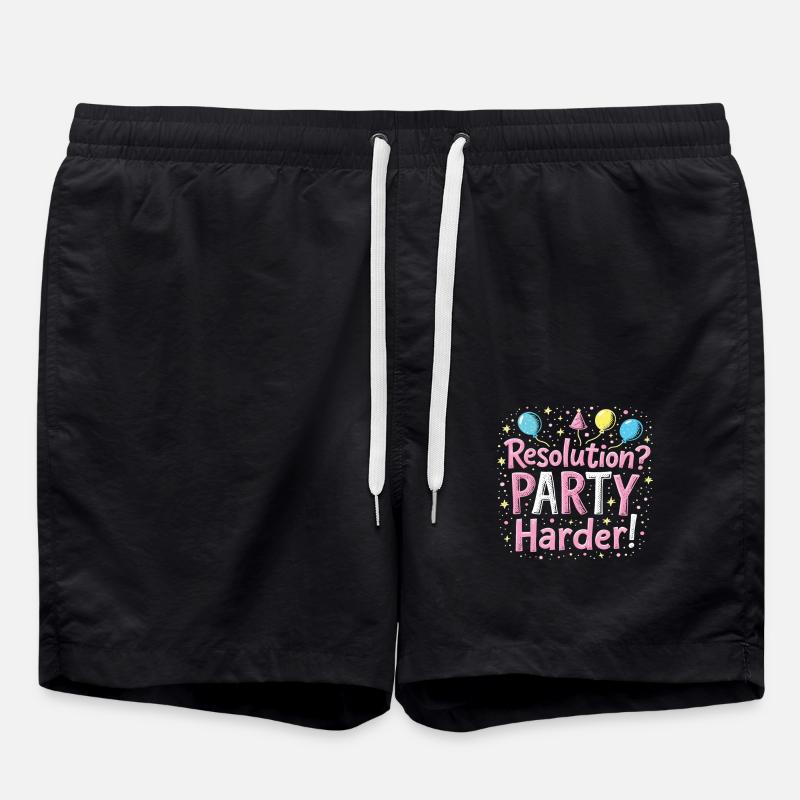 Resolution Party Design – Lustiges Silvester Motiv - Badeshorts - Schwarz