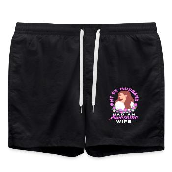 My ex-husband had a fantastic wife - Swim Trunks - black - Front - AI Model Male 185 light (185cm)