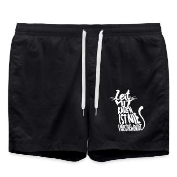 Zeit mit Katzen ist nie verschwendet, Katze Lustig - Badeshorts - Schwarz - Vorne - AI Model Male 185 light (185cm)