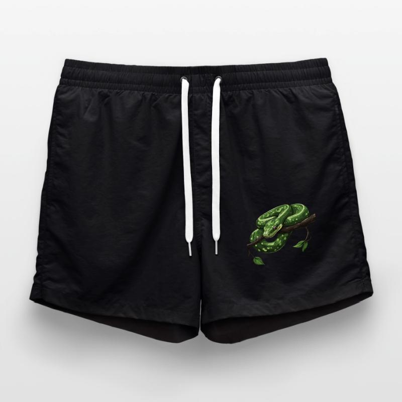 Green Tree Python Snakes Lover Terrarium Swim Trunks