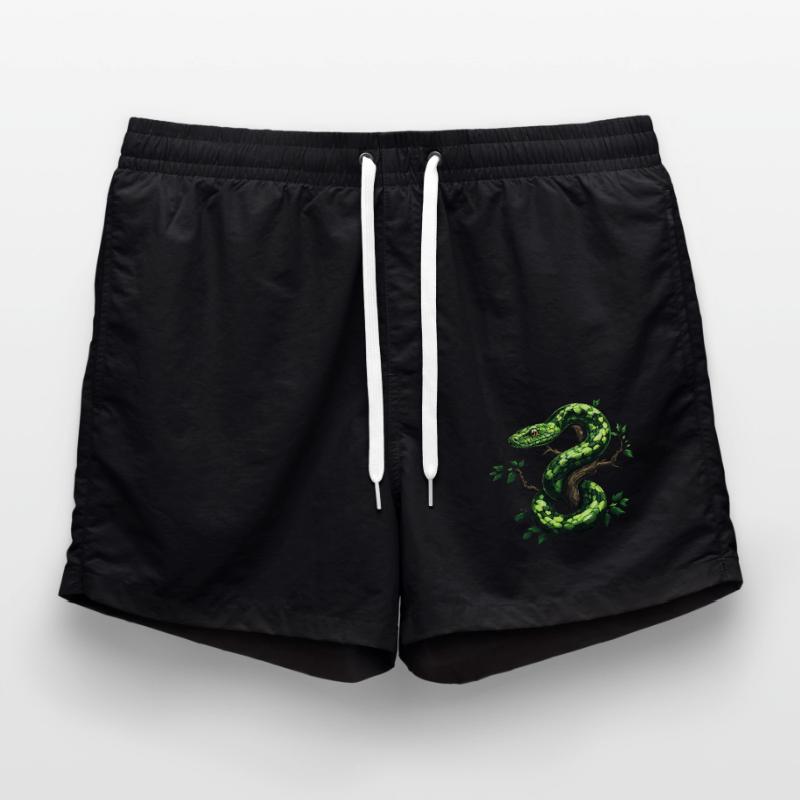 Green Tree Python Snakes Lover Terrarium Swim Trunks