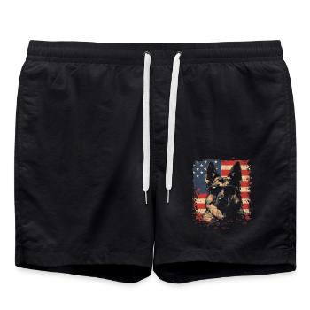 Coole Deutsche Schäferhund Sonnenbrille USA Flagge - Badeshorts - Schwarz - Vorne - AI Model Male 185 light (185cm)