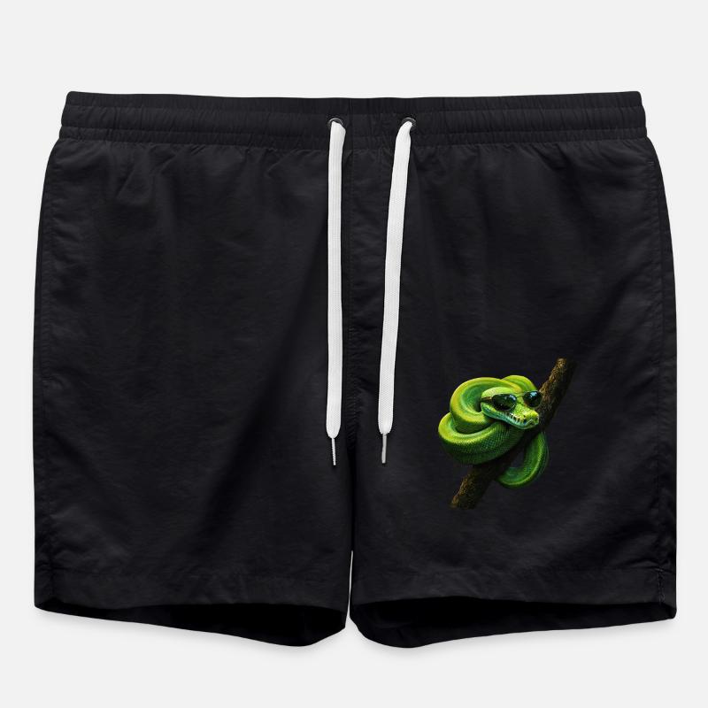 Grüner Baumpython Schlangen Liebhaber Terrarium - Badeshorts - Schwarz