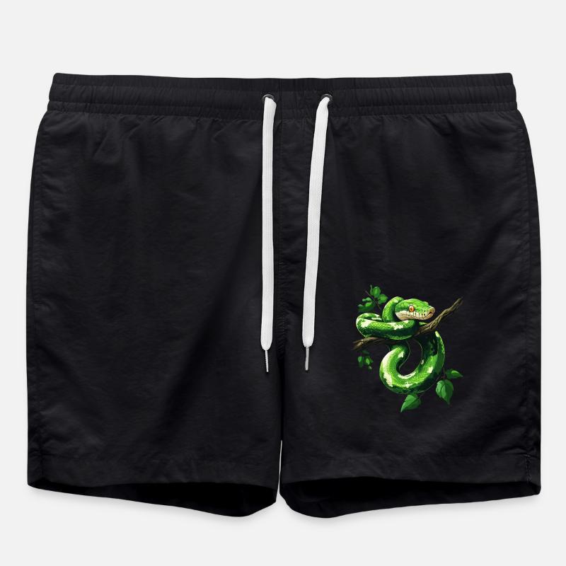 Grüner Baumpython Schlangen Liebhaber Terrarium - Badeshorts - Schwarz