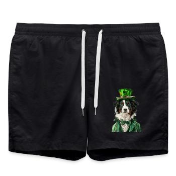 Border Collie - Badeshorts - Schwarz - Vorne - AI Model Male 185 light (185cm)