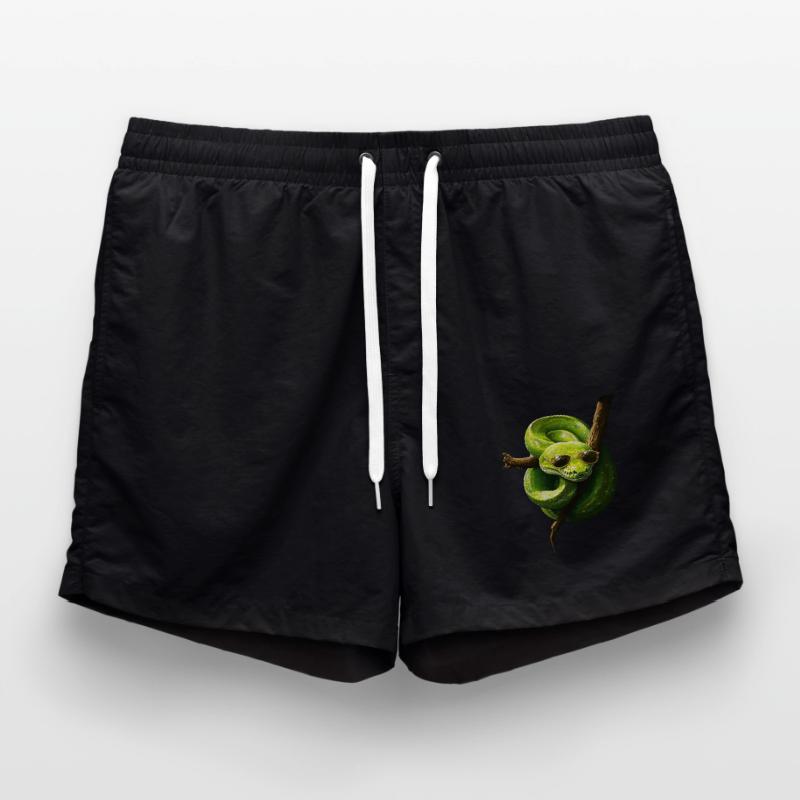 Green Tree Python Snakes Lover Terrarium Swim Trunks