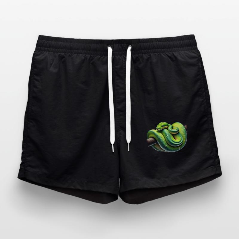 Green Tree Python Snakes Lover Terrarium Swim Trunks