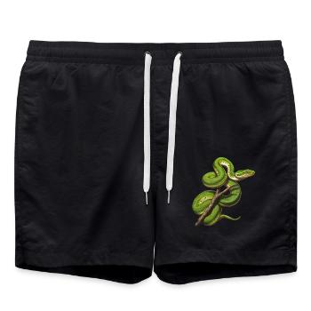 Grüner Baumpython Schlangen Liebhaber Terrarium - Badeshorts - Schwarz - Vorne - AI Model Male 185 light (185cm)