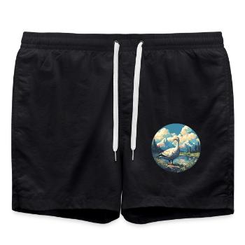 geese goose - Swim Trunks - black - Front - AI Model Male 185 light (185cm)