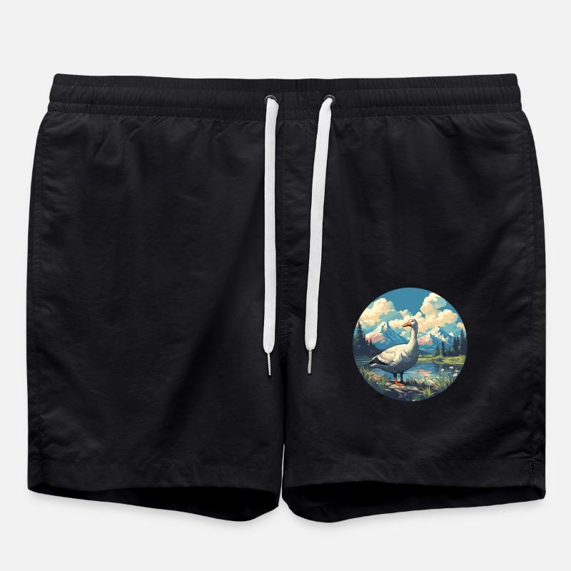 geese goose - Swim Trunks - black