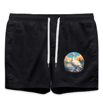 Gänse Gans - Badeshorts - Schwarz - Vorne - AI Model Male 185 light (185cm)