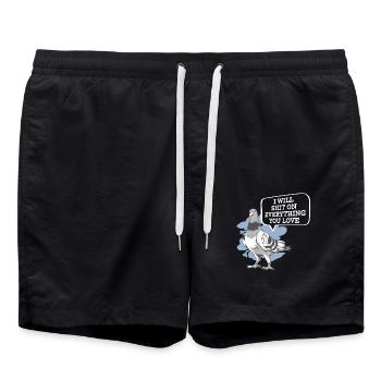 Je vais chier sur tout ce que tu aimes humour pigeon - Short de bain - noir - Devant - AI Model Male 185 light (185cm)