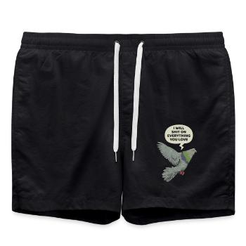 Dove With Humor: I Will Shit On Everything You - Swim Trunks - black - Front - AI Model Male 185 light (185cm)