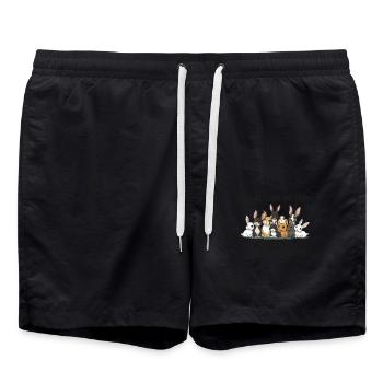 Kaninchen Machen Mich Glücklich Menschen Machen - Badeshorts - Schwarz - Vorne - AI Model Male 185 light (185cm)