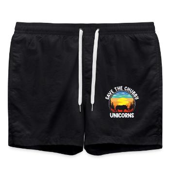 Save the Fat Unicorns: More Colorful - Swim Trunks - black - Front - AI Model Male 185 light (185cm)
