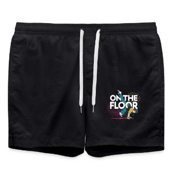 On The Floor – Cool Breakdance Design - Swim Trunks - black - Front - AI Model Male 185 light (185cm)