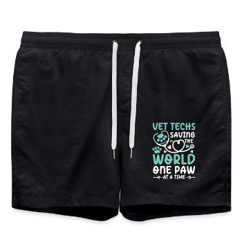 Vet Techs Saving The World One Paw At A Time - Badeshorts - Schwarz - Vorne - AI Model Male 185 light (185cm)