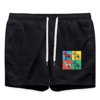 French Bulldog Pop Art Design - Swim Trunks - black - Front - AI Model Male 185 light (185cm)