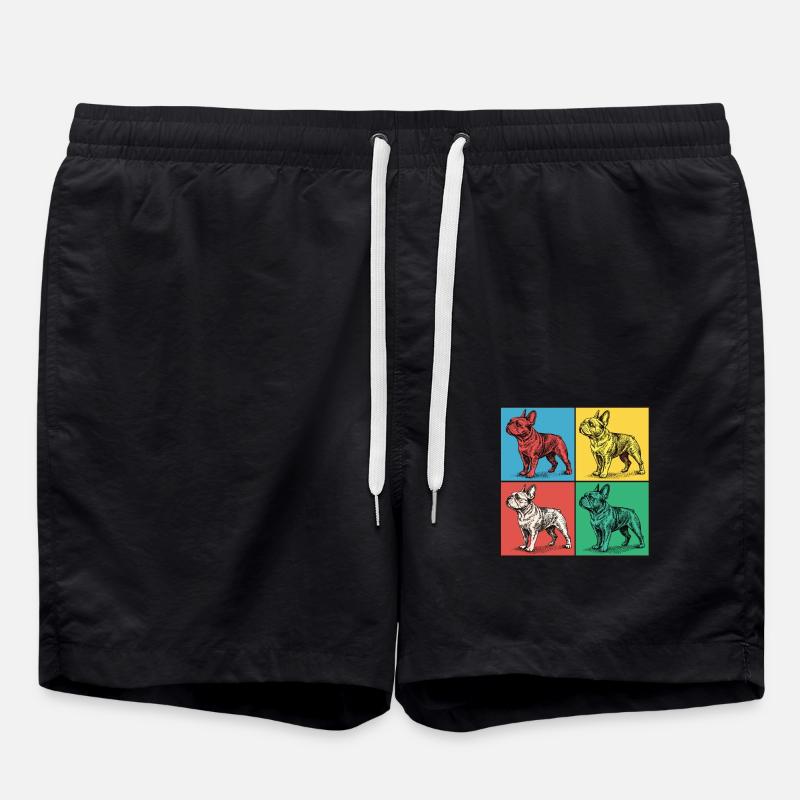 French Bulldog Pop Art Design - Swim Trunks - black