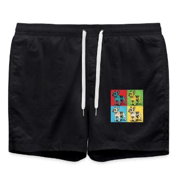 French Bulldog Pop Art Design - Swim Trunks - black - Front - AI Model Male 185 light (185cm)