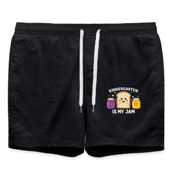 Funny Kindergarten Design - Tenue de petit-déjeuner - Short de bain - noir - Devant - AI Model Male 185 light (185cm)