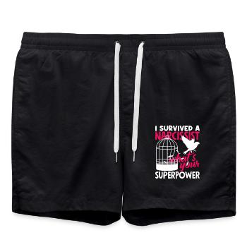 Je vis un divorce de superpuissance narcissique - Short de bain - noir - Devant - AI Model Male 185 light (185cm)