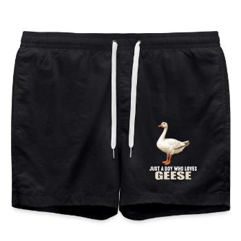 geese goose - Swim Trunks - black - Front - AI Model Male 185 light (185cm)