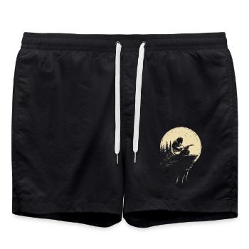 Guitariste au clair de lune sur des rochers - Short de bain - noir - Devant - AI Model Male 185 light (185cm)