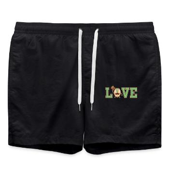 Liebe für Nüsse Cartoon mit Zylinder und - Badeshorts - Schwarz - Vorne - AI Model Male 185 light (185cm)