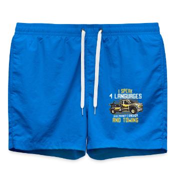 I speak 4 languages: English, Profanity, - Swim Trunks - cobalt blue - Front