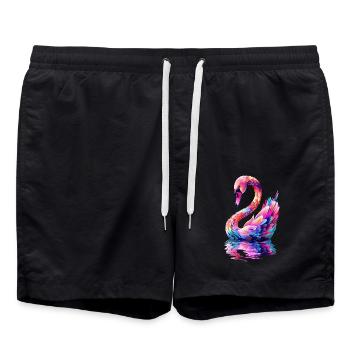Schwan - Badeshorts - Schwarz - Vorne - AI Model Male 185 light (185cm)
