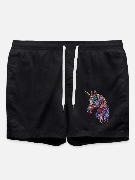 Einhorn - Badeshorts - Schwarz