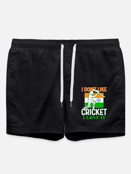 I Don t Like Cricket Funny Indian Cricket Fans - Swim Trunks - black