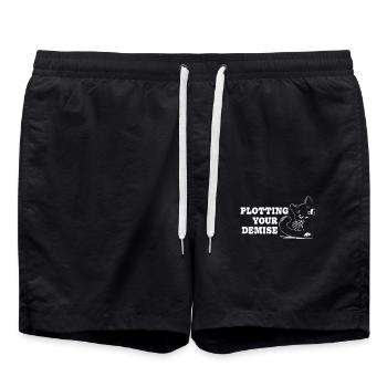 Plotting Your Demise Funny Cat Humorous - Swim Trunks - black - Front - AI Model Male 185 light (185cm)