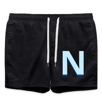 Lettre n bleu pop et moderne - Short de bain - noir - Devant - AI Model Male 185 light (185cm)