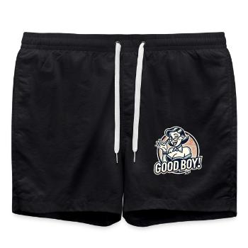 Schöne strenge Nerd-Dame: Braver Junge! - Badeshorts - Schwarz - Vorne - AI Model Male 185 light (185cm)