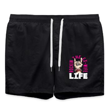 Rockin The Ex-wife Life Divorce - Swim Trunks - black - Front - AI Model Male 185 light (185cm)