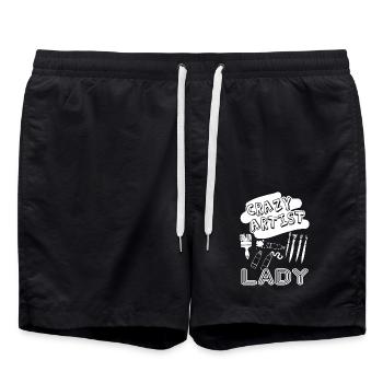 Artist Crazy Artist Lady - Swim Trunks - black - Front - AI Model Male 185 light (185cm)